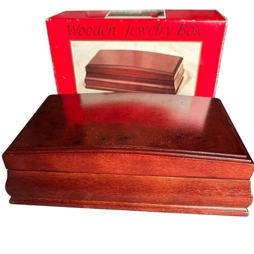 Classic Wooden Jewelry Box - Mahogany Brown